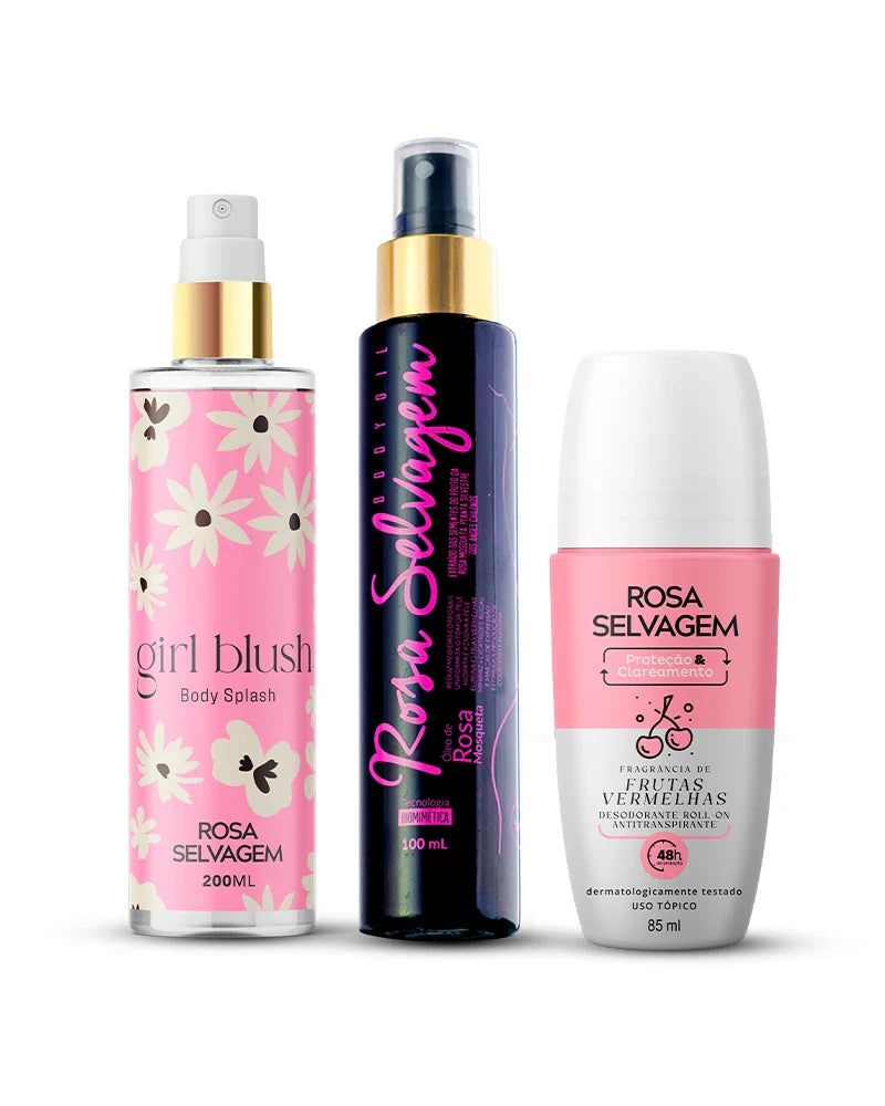 Kit Girl Blush + Óleo Clareador + Desodorante Frutas Vermelhas
